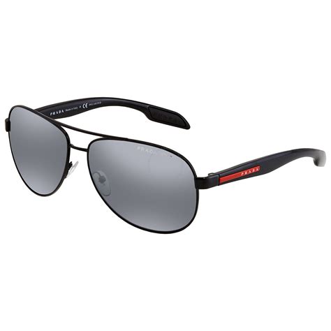 prada 50ss|Prada Polarized Grey Mirror Gradient Silver 60 mm Pilot.